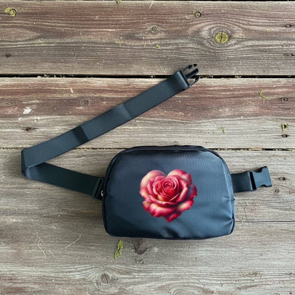 Floral Print Crossbody Fanny Pack -Black Bag